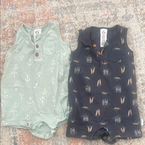 Gerber Kids One Pieces - Mint Green and Navy